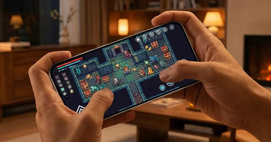 POCO F8 Pro en uso gaming con juego exigente en pantalla, mostrando controles táctiles activos y una experiencia fluida orientada al alto rendimiento.