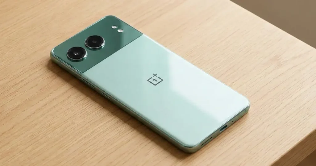 OnePlus Nord 4 apoyado sobre una mesa de madera, mostrando la trasera metálica y el módulo de doble cámara en un contexto de análisis de batería y autonomía.