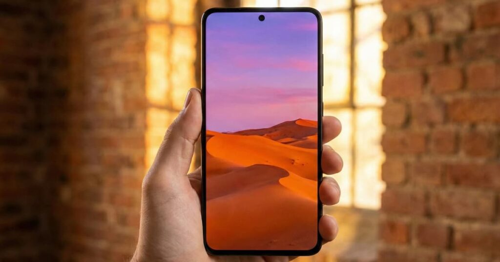 Pantalla del POCO X7 Pro con HyperOS basado en Android 15, interfaz limpia y cámara frontal perforada centrada