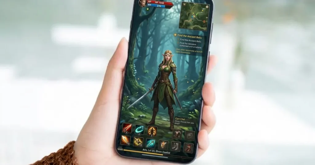 Oppo Find X9 Pro sostenido en mano con videojuego en pantalla, mostrando experiencia gaming fluida y uso exigente en rendimiento de gama alta