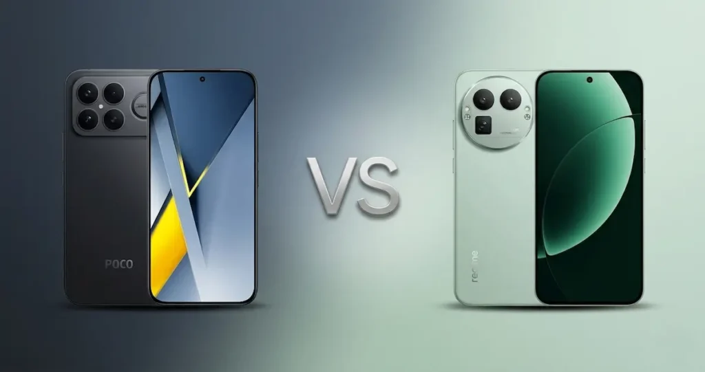 POCO F8 Ultra y realme GT 8 Pro frente y trasera con diseño y módulos de cámara en comparativa de gama alta y uso real