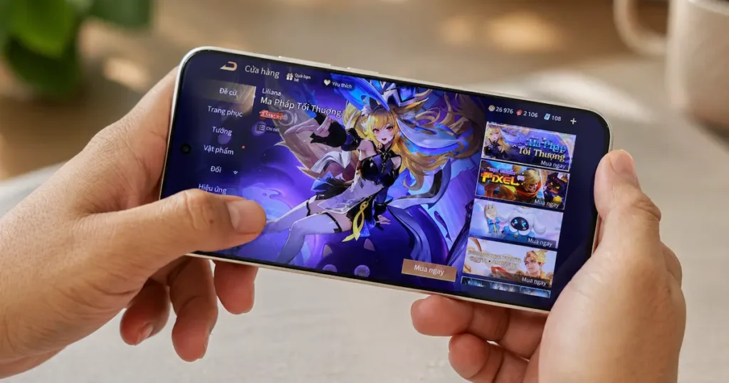 Redmi Note 15 Pro 5G en uso horizontal con juego activo en pantalla mostrando rendimiento gráfico y respuesta táctil durante sesión gaming