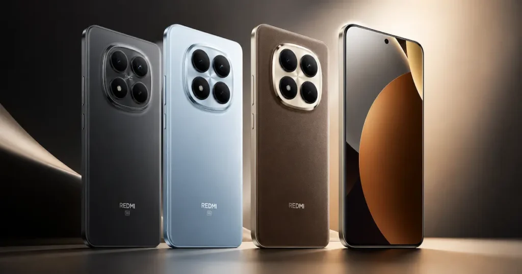 Redmi Note 15 Pro+ en varios colores con pantalla frontal y traseras visibles para analizar diseño y acabado exterior