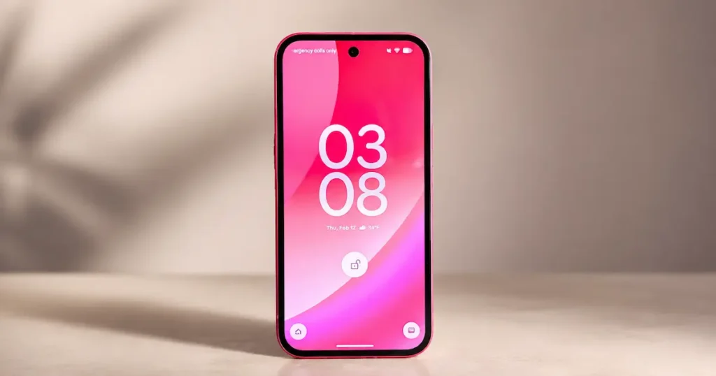 Google Pixel 10a con pantalla encendida y frontal compacto para destacar brillo exterior y panel pOLED en la comparativa