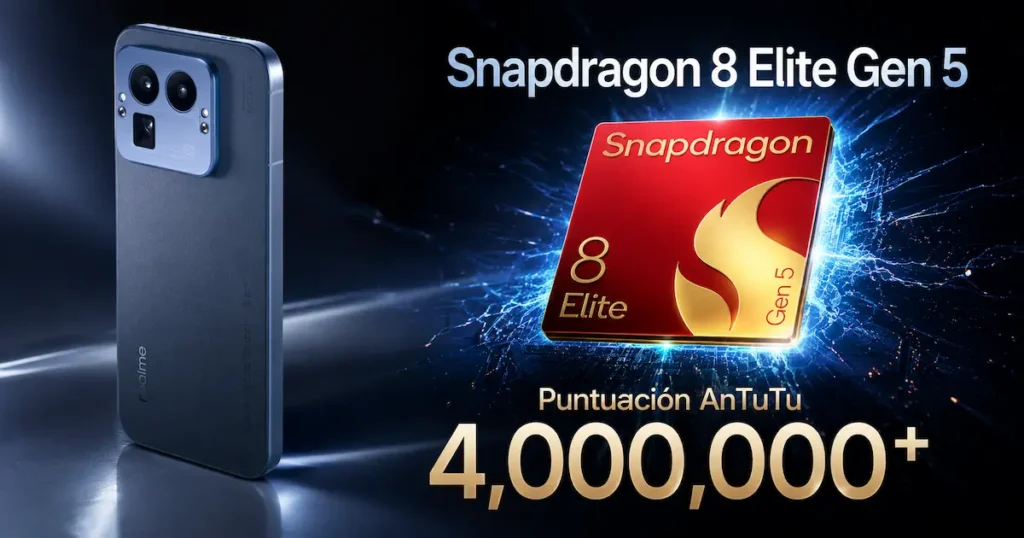 realme GT 8 Pro junto al chip Snapdragon 8 Elite Gen 5 y cifra AnTuTu de 4.000.000+ en apartado de rendimiento