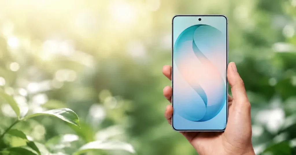 Samsung Galaxy S26 en mano con pantalla encendida bajo luz exterior, destacando visibilidad y diseño frontal en comparativa