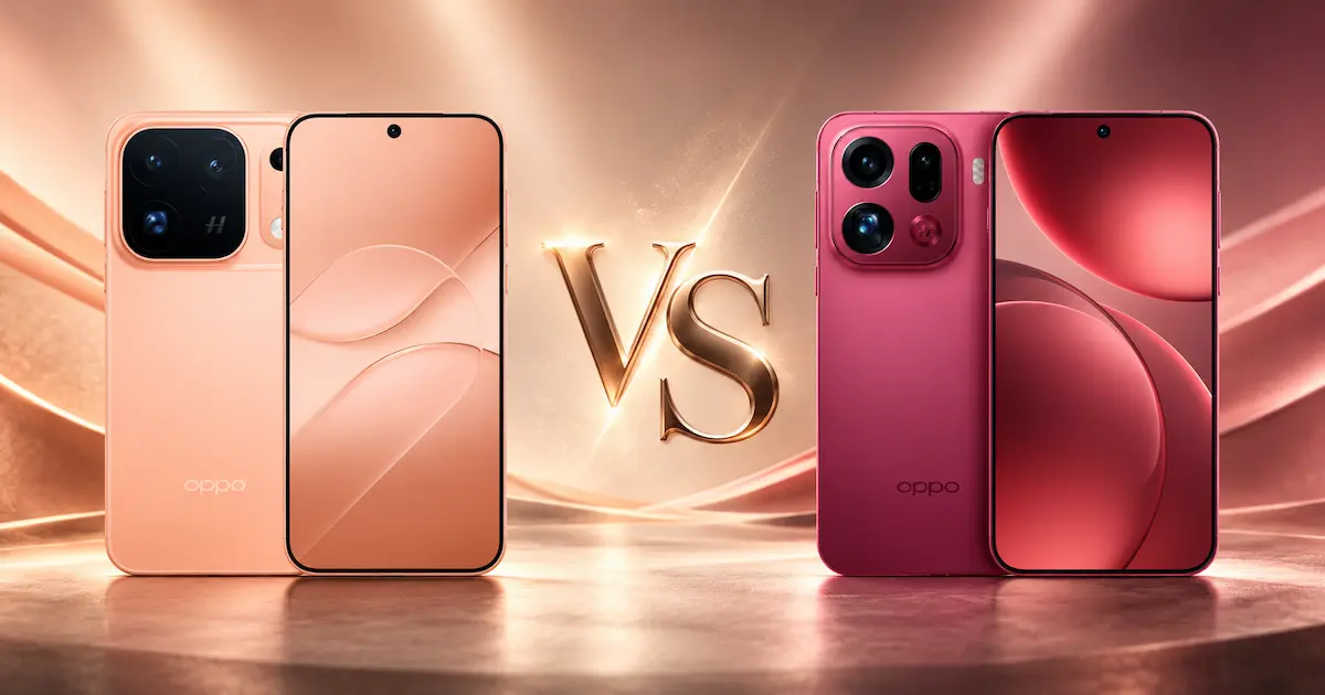 Comparativa visual del OPPO Find X10 Pro Max y el Find X9 Pro, con vistas frontal y trasera de ambos móviles.